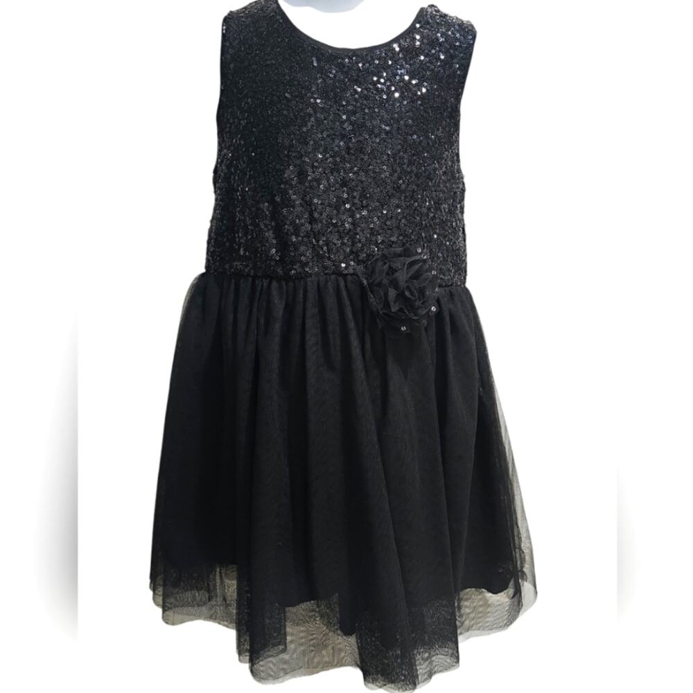 Black Sequined Dress With Tulle Shirt